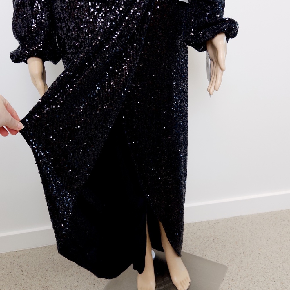 Xscape Long Sleeve Sequin Gown - Picture 2 of 13